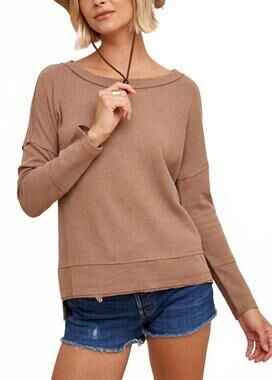 NEW IN-LOOM waffle knit thermal top in dusty camel